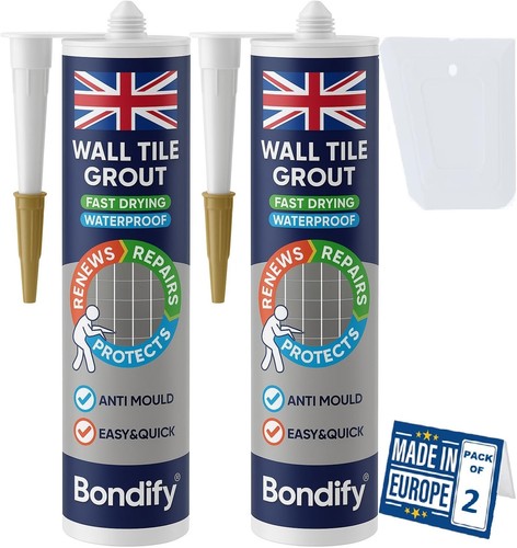 White tile grout ready - grout, mixed